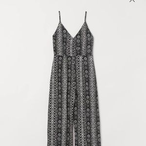 H&M snakeprint wide leg cross front jumpsuit